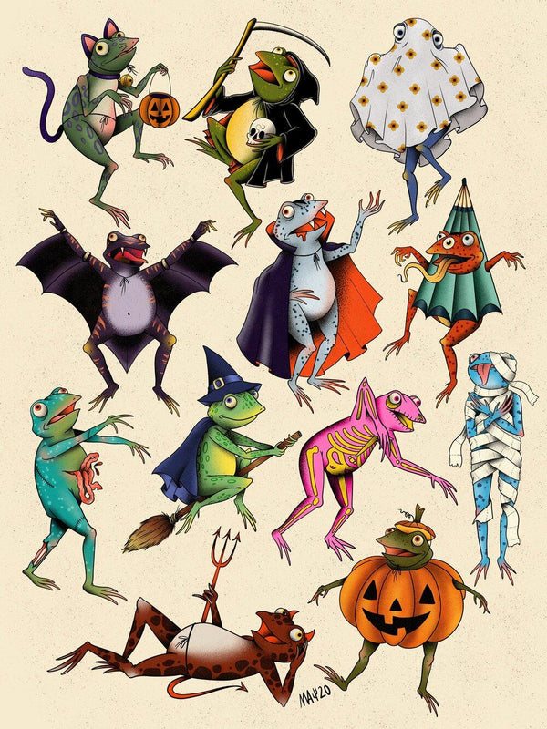 Halloween Frog Poster - Sage Screenprinting